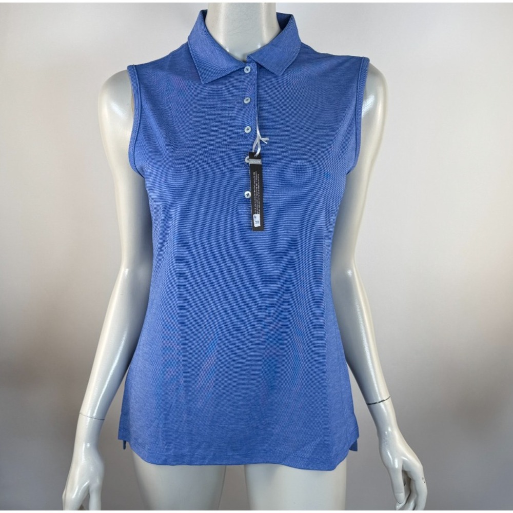 Ecotec UPF 50+ Golf Performance Polo Shirt Women M NWT Sleeveless Stretch Blue
